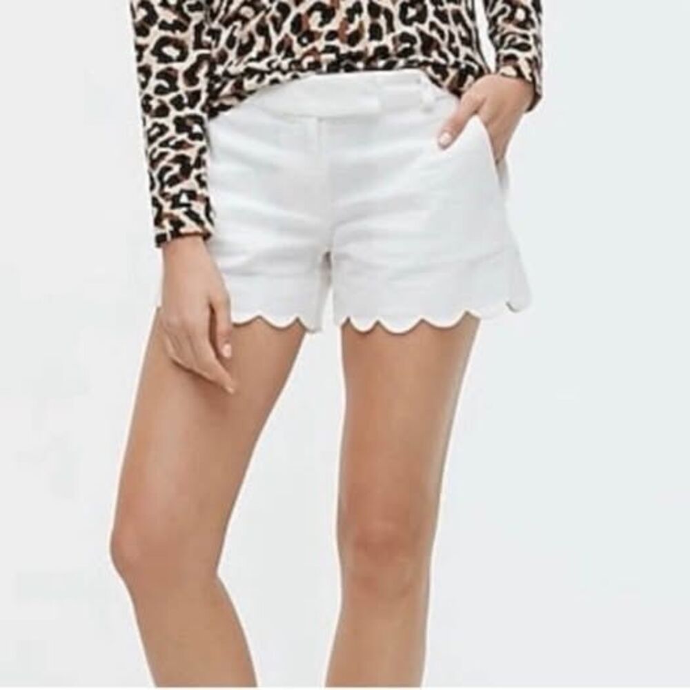 J.Crew Linen Cotton Blend Scalloped White Shorts Women’s 6 Natural Fibers